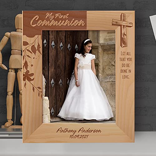 My First Communion Personalized Wooden Frame 8" x 10" Brown (Vertical) - size: 8" x 10", style: Vertical