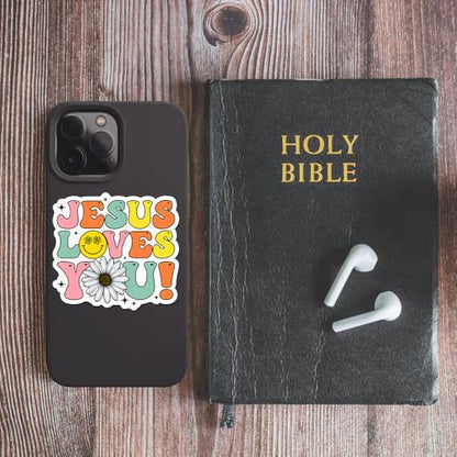Jesus Stickers 3Pcs God Decals Vinyl Waterproof Journaling Aesthetic Christian Faith Jesus Stickers for Water Bottles, Phone Laptop (Jesus Loves You) - color: Jesus Loves You