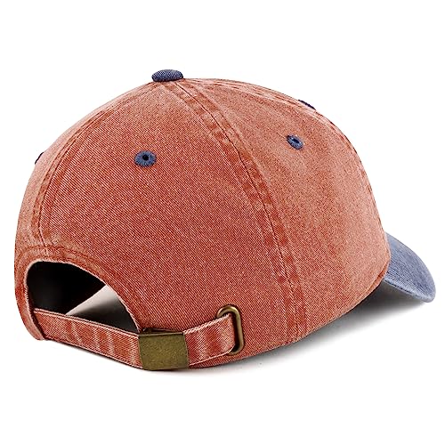 Trendy Apparel Shop Dad Embroidered Pigment Dyed Low Profile Cotton Cap - color: Orange Navy