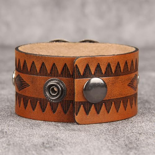Jeilwiy Punk Rock Gothic Black Rivet Leather Spiked Necklace Collar Neckband Leather Choker Necklace for Women Mom Gifts Adjustable - color: 04 Leather Cuff Bracelet Brown