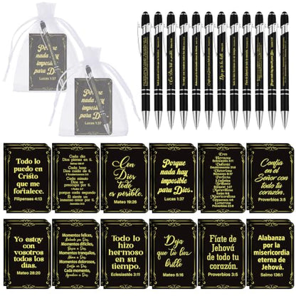 Fuyoooo 72 Pcs Spanish Christian Gift Notebook Set Regalos Cristianos En Español Para Women Men Bible Church Catholic Religious for Back to School Office Sunday School Bible Study Group(Retro Style) - style: Retro Style