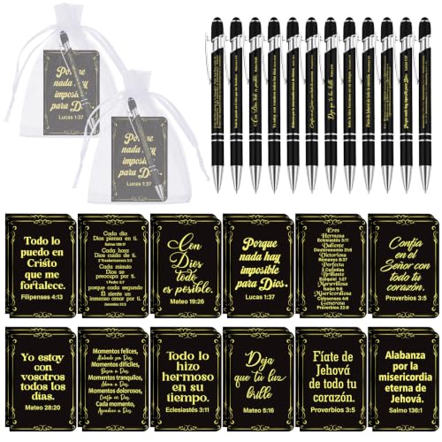 Fuyoooo 72 Pcs Spanish Christian Gift Notebook Set Regalos Cristianos En Español Para Women Men Bible Church Catholic Religious for Back to School Office Sunday School Bible Study Group(Retro Style) - style: Retro Style