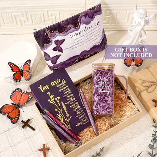 Watersay 6 Pcs Pastor Wife Appreciation Gifts Glass Cup Set, Purple - color: Purple