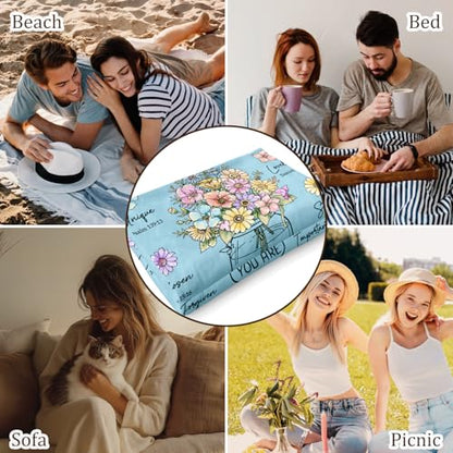 Christian Birthday Gifts for Women, Light blue Christian Blanket 60''x 50'' - color: Cyan, size: 60"x50"