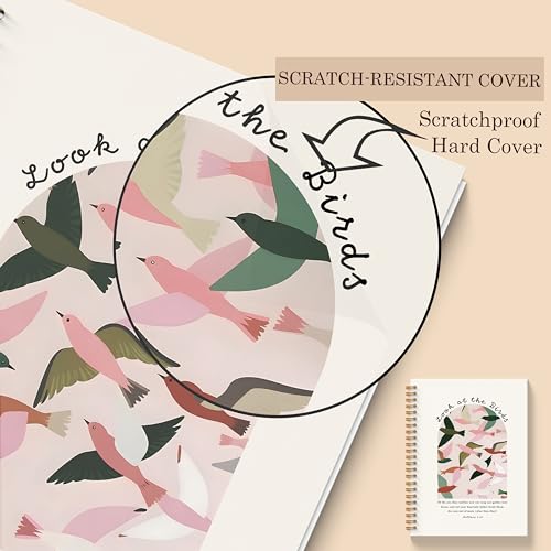 Christian Bird Spiral Notebooks, Matthew 6:26 Bible Journaling Notebook, Religious Prayer Journal for Woman, Church Notes Notebook, Christian Gifts for Women, 5.5x8.3 Inches - color: Birds Bible