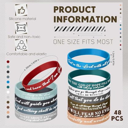 Ecation 72 Pcs Bible Verse Christian Bracelets Silicone,Classic Color - color: Classic Color