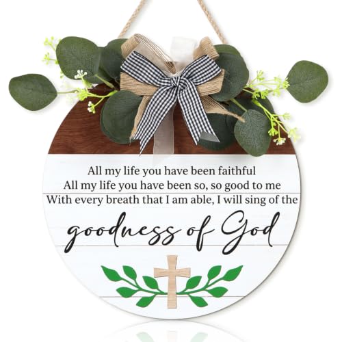 HOURIA Goodness of God Christian Welcome Door Wreath Sign (11.4"x11.4") - color: Goodness of God Sign