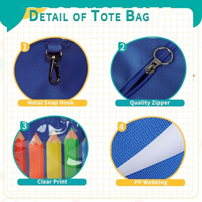 Kids Cute Tote Bags for Boys Girls Ages 4-16,Handbags with Pencil Case, Book Tote Bags with Zipper for School and Playtime (crayon) - color: Crayon