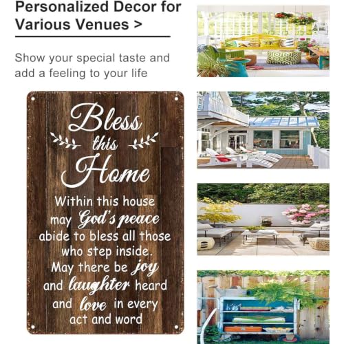 Bless This Home Christian Blessing Aluminum Metal Sign 8 x 12 Inch
