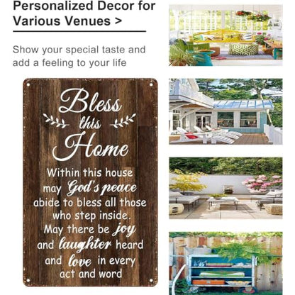 Bless This Home Christian Blessing Aluminum Metal Sign 8 x 12 Inch