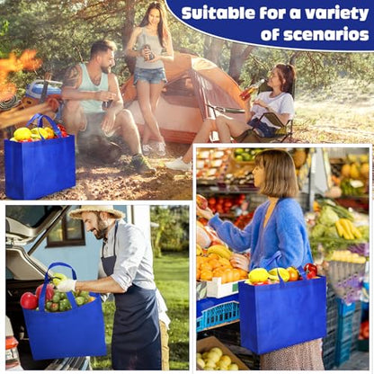Windyun 100 Pcs Reusable Grocery Bags Large Shopping Tote Bulk, Royal Blue - color: Royal Blue