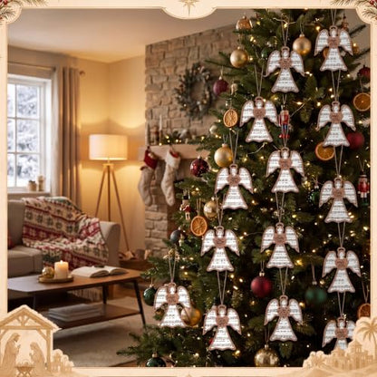 Shellwei 24 Pcs Christmas Wooden Nativity Ornaments Set Bulk Gift - style: Mom Angel