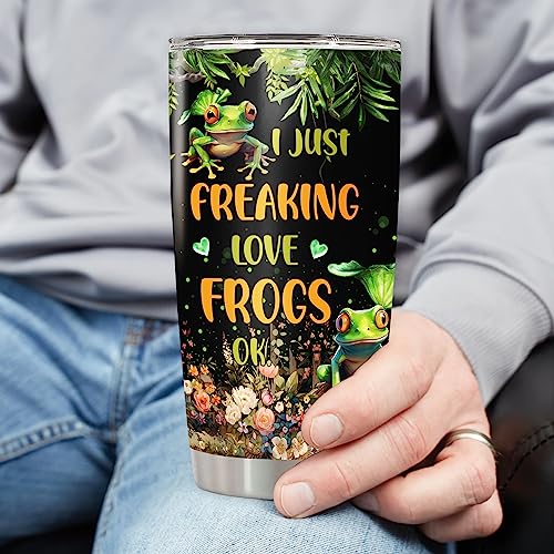 Personalized Frog Pattern Tumbler With Lid Custom Name Travel Mug Thermal Insulated Cup Stainless Steel Gifts Things Birthday Christmas For Women Girls Frogs Lovers - color: Frog