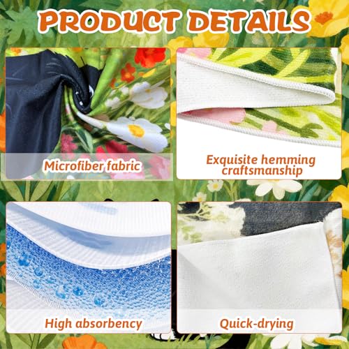 4pcs Cute Cat Kitchen Towels, 16x24 Inches Black Cat Flower Dish Towels - color: Colorful Cat Floral-02