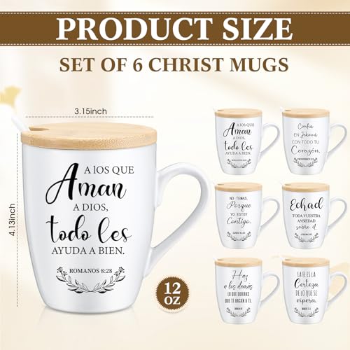 Patelai 6 Set Christian Gift for Women Men Bible Verse Mug, Spanish - style: Spanish