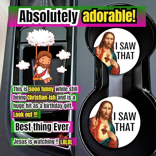 Jesus Car Coasters for Cup Holders, Funny Car Accessories, Jesus Gift