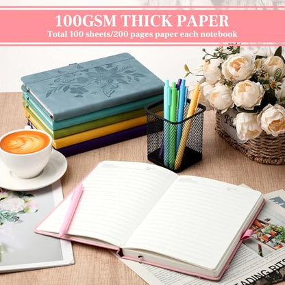 Yaomiao 12 Pcs International Womens Day Gifts for Women Bulk A5 Leather Journals and Pens with Springtime Flowers and Bible Verse Small Inspirational Prayer Gifts for Church Office School Supplies