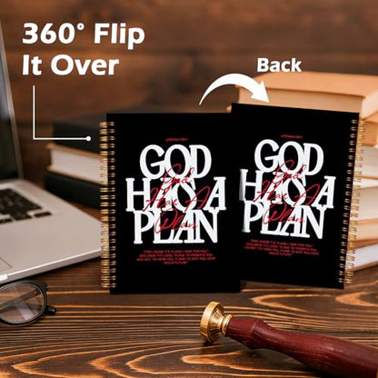 CFFJLHN GOD Has a Plan Christian Notebook, Journal for Bible Study, Christian Gift For Women, God Says I Am Prayer Journal, Scripture Hardcover Spiral Notebook 5.5x8.3 in - color: 10