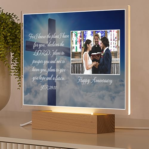 Personalized Christian Acrylic Plaque with Bible Verse Jeremiah 29:11 | Custom Photo & Text | Religious Gift, Spiritual Home Décor, Wedding & Anniversary Keepsake, Inspirational Scripture - color: Jeremiah 29:11