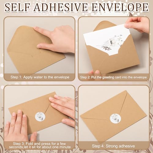 Motiskyy 50 Pcs Blank Greeting Cards 4x6, Blank Cards with Envelopes, 10 Designs, Ideal Stationary Set for All Occasions, Stationary with Matching White Envelope and Sticker(Floral) - style: Floral