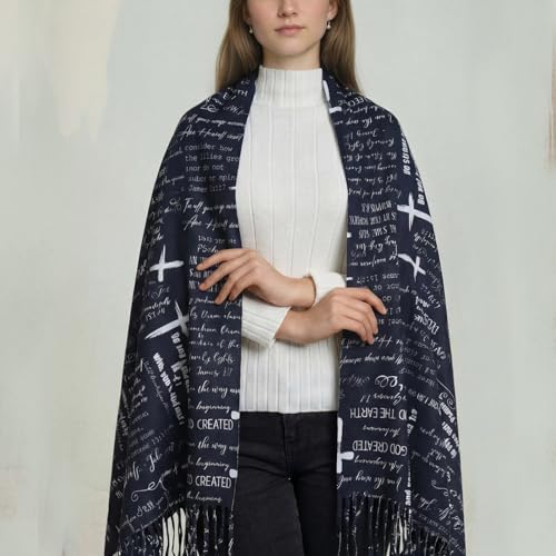Prayer Shawl Christian Wrap Scarf For Women Prayer Scarves for Christian Scarf Gift - color: Black
