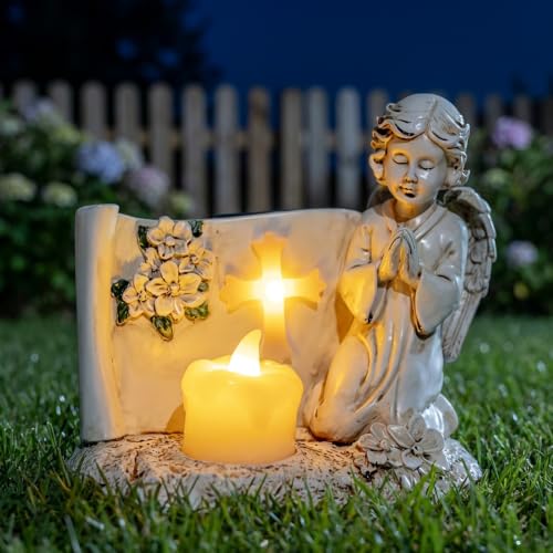 ZQQLITE Solar Angel Statue Lights for Cemetery & Garden Memorial with LED Lights Gift for Loss of Loved,One Garden Grave Markers Decor - color: Angels