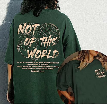 Not of This World Shirt - Christian Aesthetic 2 Sided T-Shirt, Bible Verse Religious Tee - color: Black, size: Medium