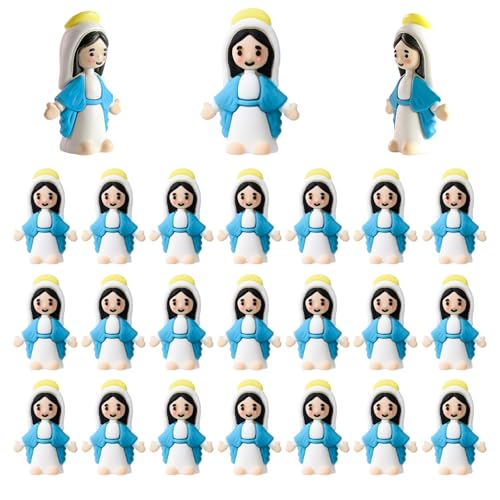 30 pcs Little Virgin Mary Figurines Bulk Mini Virgin Mary Easter Jesus Figures Classic Religious Gifts Easter Eggs Stuffers Sunday Baptism Gifts (30)