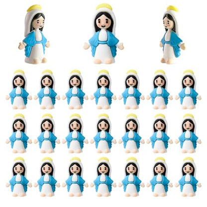 30 pcs Little Virgin Mary Figurines Bulk Mini Virgin Mary Easter Jesus Figures Classic Religious Gifts Easter Eggs Stuffers Sunday Baptism Gifts (30)