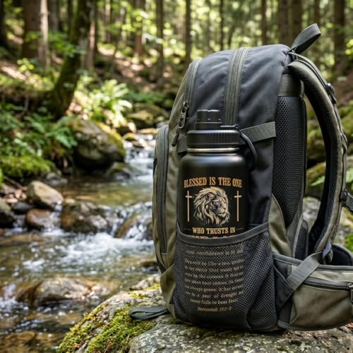 Christian Gifts for Men Stainless Steel Water Bottle 32 oz Religious Gifts - color: Christian