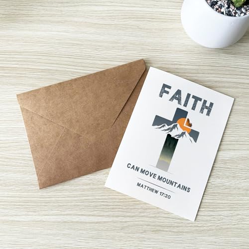 Faith Can Move Mountains Card Christian Encouragement Cards Matthew 17:20 Bible Verse Faith Greeting Gift for Friend Bestie Prayer Partner Family Coworker - color: Faith Can Move Mountains Matthew 17:20