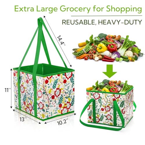 4 Pack Reusable Grocery Bags, Large Heavy-Duty Shopping Tote