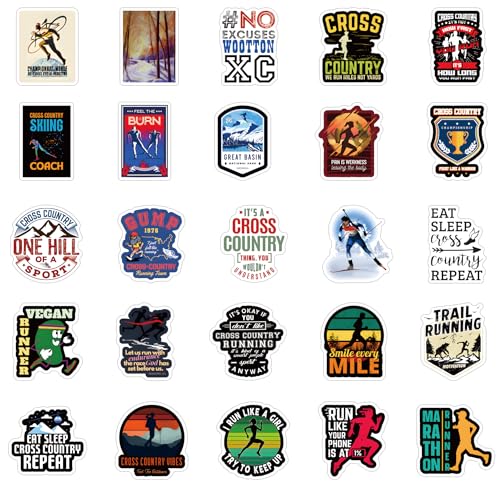 126Pcs Cross Country Stickers Pack, Aesthetic Vinyl Waterproof Sticker Decals for Water Bottle,Laptop,Phone,Skateboard,Scrapbooking,Bumper Decor for Fans for Party Supply Decor…