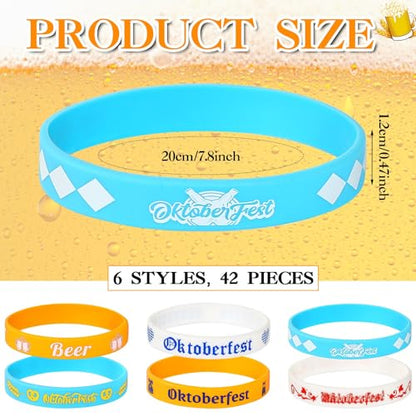 JUNEBRUSHS 42pcs Oktoberfest Party Favors Silicone Bracelets Bavarian Decor - style: Oktoberfest Style