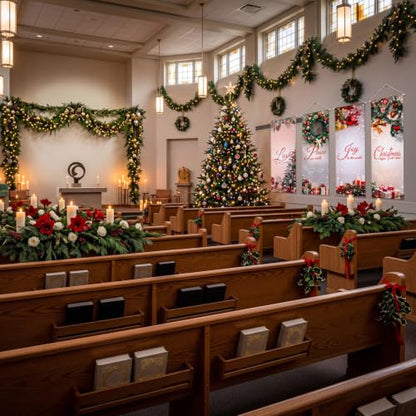 Tegeme 6 Pcs Church Banners Scripture Sanctuary Wall,Christmas and Hole - style: Christmas and Hole