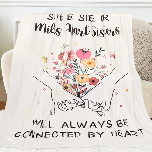 Sister Gifts Blanket 60" X 50", Best Sister Ever Gifts for Woman - color: Flowersisters