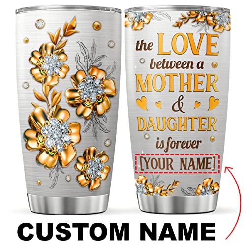 CUBICER Personalized Coffee Tumbler Custom Name Love Large Travel Mug Inspirational Mother Gifts For Mom From Daughter Stainless Steel Cup Insulated Tumblers Birthday Accessories - color: Daughter And Mom