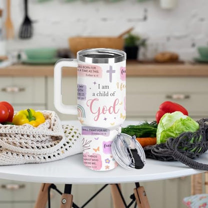 Christian Gifts for Women 40oz Tumbler - Insulated Travel Mug with Handle (God 1, 40 Ounces) - color: God 1