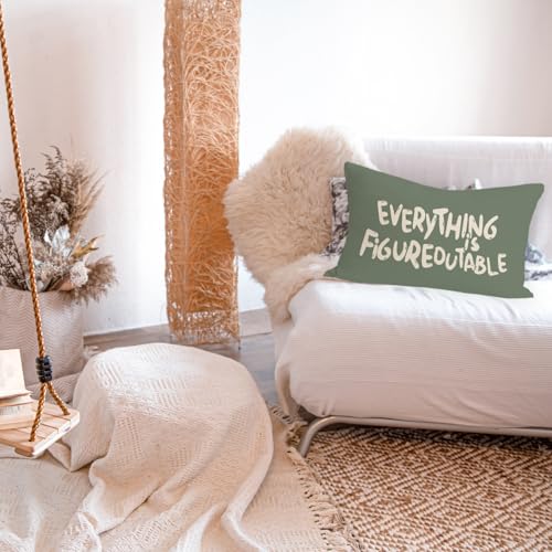 Green Throw Pillow Covers 12x20 Inch, Motivational Pillowcases - color: Motivational
