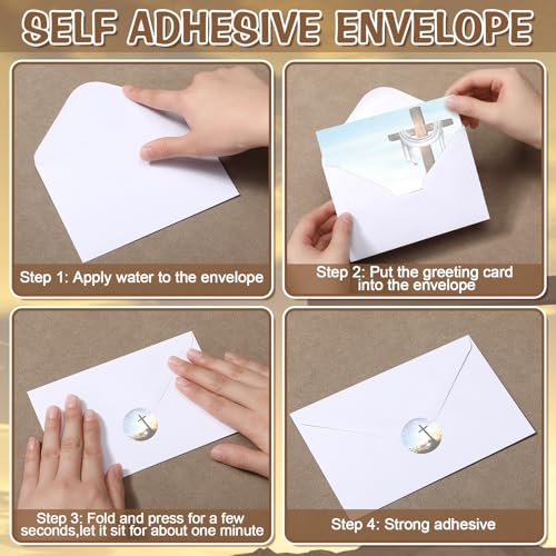 Motiskyy 50 Pcs Blank Greeting Cards 4x6, Blank Cards with Envelopes, 10 Designs, Ideal Stationary Set for All Occasions, Stationary with Matching White Envelope and Sticker(Cross) - style: Cross