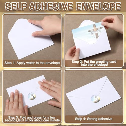 Motiskyy 50 Pcs Blank Greeting Cards 4x6, Blank Cards with Envelopes, 10 Designs, Ideal Stationary Set for All Occasions, Stationary with Matching White Envelope and Sticker(Cross) - style: Cross