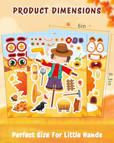 48 Fall Make-a-Face Sticker Sheets for Kids, Fall Crafts & Party Favors - style: Fall Harvest