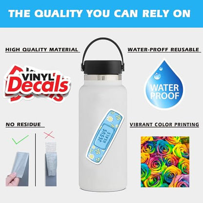 Jesus Heals Bandage Sticker 3Pcs Jesus Christian Girly Decals Vinyl Waterproof Journaling Inspirational Religious Healing Quotes Stickers for Water Bottles, Phone Laptop - color: Jesus Heals