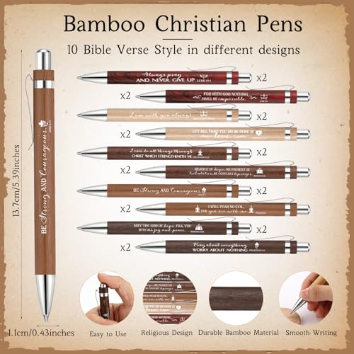 Lincia 20 Sets Christian Gift Bulk Religious Bible Bamboo Pens