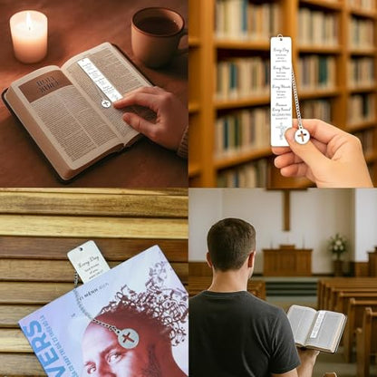 Bible Bookmark Christian Gifts for Women Men, Inspirational Book Mark with Bible Verses, Religious Get Well Soon & Sympathy Gifts, Faith Encouragement Present for Friend, Baptism Confirmation Keepsake - style: BM019 Bible Verses
