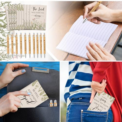 Ctosree 60 Pcs Christian Gifts Bible Verse Notebook Ballpoint Pen, Beige - color: Beige