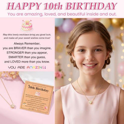 3-12 Year Old Birthday Gifts Heart Cross Necklace Gifts - style: 10th Birthday