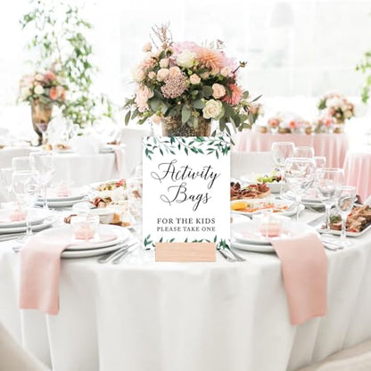 Andaz Press Wedding Party Signs, Natural Greenery Green Leaves, 8.5x11-inch, Activity Bags for the Kids Please Take One, 1-Pack - color: Activities Kids Bags