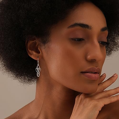 Charmsy 925 Sterling Silver Double Twisted Infinity Dangle Earrings for Women | Linear Marquise Large Loops Classic Infinity Drop Dangle Earrings - color: Celtic Knot Heart