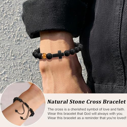 Christian Grandparents-Day Gifts for Men, Religious Cross Bracelet for Him - style: Baptism